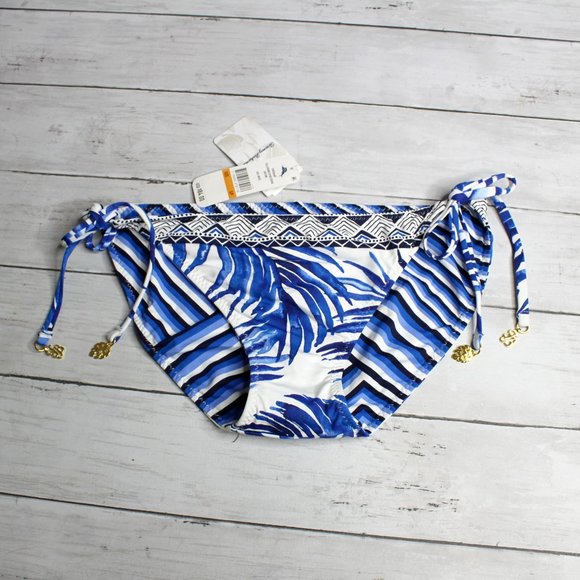 Tommy Bahama Women's String Bikini Swim Bottoms Size S White Blue - Picture 3 of 5